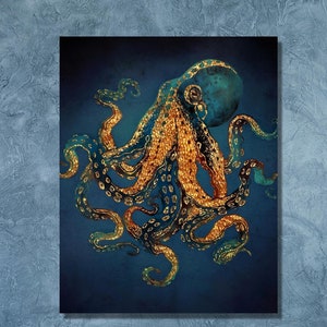 Octopus Poster Print,Octopus Canvas Wall Art,Octopus Canvas Wall Decor,Octopus Artwork,Animal Canvas Wall Art,Housewarming Gift,Animal Print