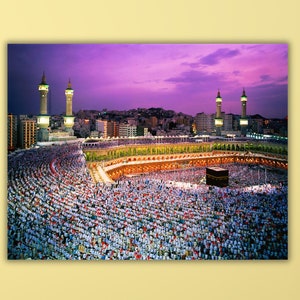 Kabe Canvas Wall Art,Extra Large Canvas Wall Art,Islamic Wall Art Decor,Mosque Wall Decor,Kaaba Poster Art Canvas Print,Islamic Home Decor