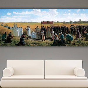 Jules Breton „Błogosławieństwo pszenicy” w Artois, 1857, wydruk na płótnie, sztuka ścienna, plakat bretoński, obraz bretoński, wydruk bretoński, reprodukcja sztuki