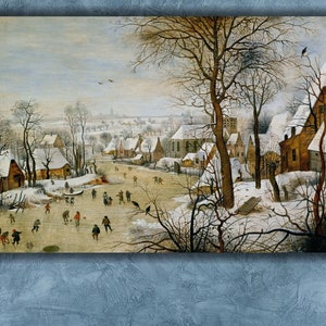 Pieter Bruegel Arts,Pieter Bruegel the Elder Winter View Landscape Poster Print Art Canvas Wall Art,Vintage Poster Art,Masterpiece on Canvas