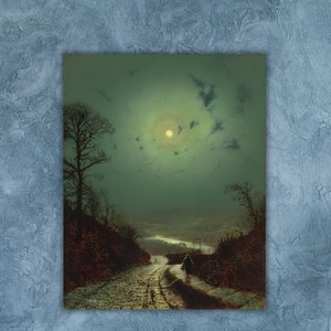 Moonlight Wharfedale 1871 Poster/Canvas Wall Art,John Atkinson Grimshaw Art Print,John Atkinson Grimshaw print,John Atkinson Grimshaw poster