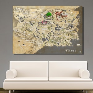 Karte von Hyrule aus Legend of Zelda Poster Art Print,Legend of Zelda Print Leinwand Wandkunst,Spielzimmer Wand Kunst Dekor,Kinderzimmer Wand Kunst Dekor