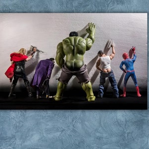 Avengers Movie Supereroi in Toilette Poster Dipinto, Arte su Tela, Cucina Avengers Supereroe WC Hulk Divertente Poster Arte murale Pittura su Tela