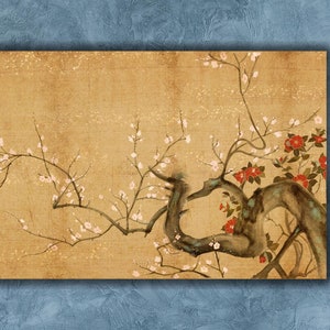 Japanese gift wall décor,Flower wall art,Japanese Cherry blossom Poster print Art Canvas,Sakura wall art décor,Japanese Poster Print