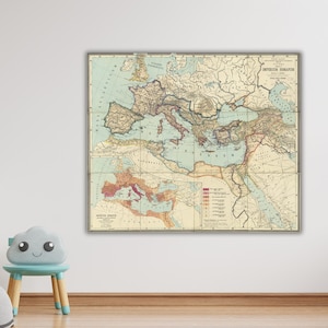 Mappa dell'Impero Romano Poster da parete Grandi mappe che illustrano terre antiche per l'uso a scuola Mappa storica dell'Europa Tela con mappa pittorica vintage
