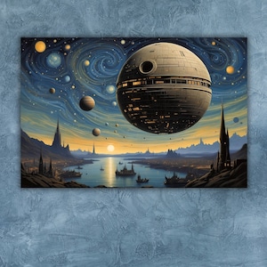 Star Wars Canvas Print Starry Night Death Star Star Wars Birthday Star Wars Poster  Star Wars Art Print Star Wars Gift Starwars Gifts Death