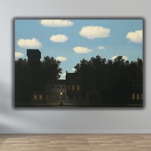 Empire of Light 1954 Poster,Rene Magritte Canvas Wall Art,René Magritte L&#39;Empire des Lumieres Reproduction Print art,Modern Wall Art Decor