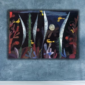 Impresión artística de póster de Paul Klee, impresión artística de lienzo de paisaje con pájaros amarillos de Paul Klee, impresión artística de póster de arte vintage, arte de pared abstracto