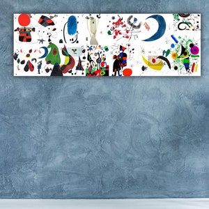 Joan Miro Arts,Joan Miro Panoramic Canvas Wall Art Print,Reproduction print,abstract arts,Joan Miro Poster Art,Exhibition poster art