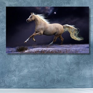 Horse Painting Artistic Canvas Art,Running Horse Poster Art Canvas,Horses Wall Art Poster,Extra Large Wall Art,white horse canvas