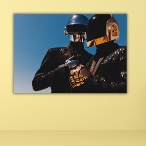 Daft Punk Music Poster,Daft Punk Poster, Daft Punk Gold and Silver Poster,Daft Punk Canvas Print, Music Poster, Music Wall Art,   Daft Punk