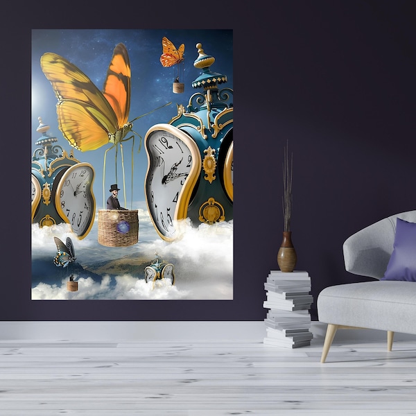 Affiches de Salvador Dali, toile d'art mural voyage dans le temps, impression sur toile Salvador Dali, art mural décoratif, impressions sur toile surréalistes, cadeau pour elle