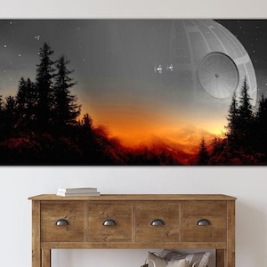 Star Wars Poster Print Art,Starwars Death Star Canvas Wall Art,Return Of The Jedi Star Wars Landscape,Star Wars Wall Decor,Starwars Canvas