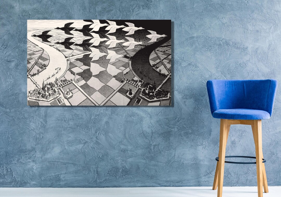 M.C. Escher mcエッシャー　Day&Night 昼と夜 Day and Night by M.C. Escher