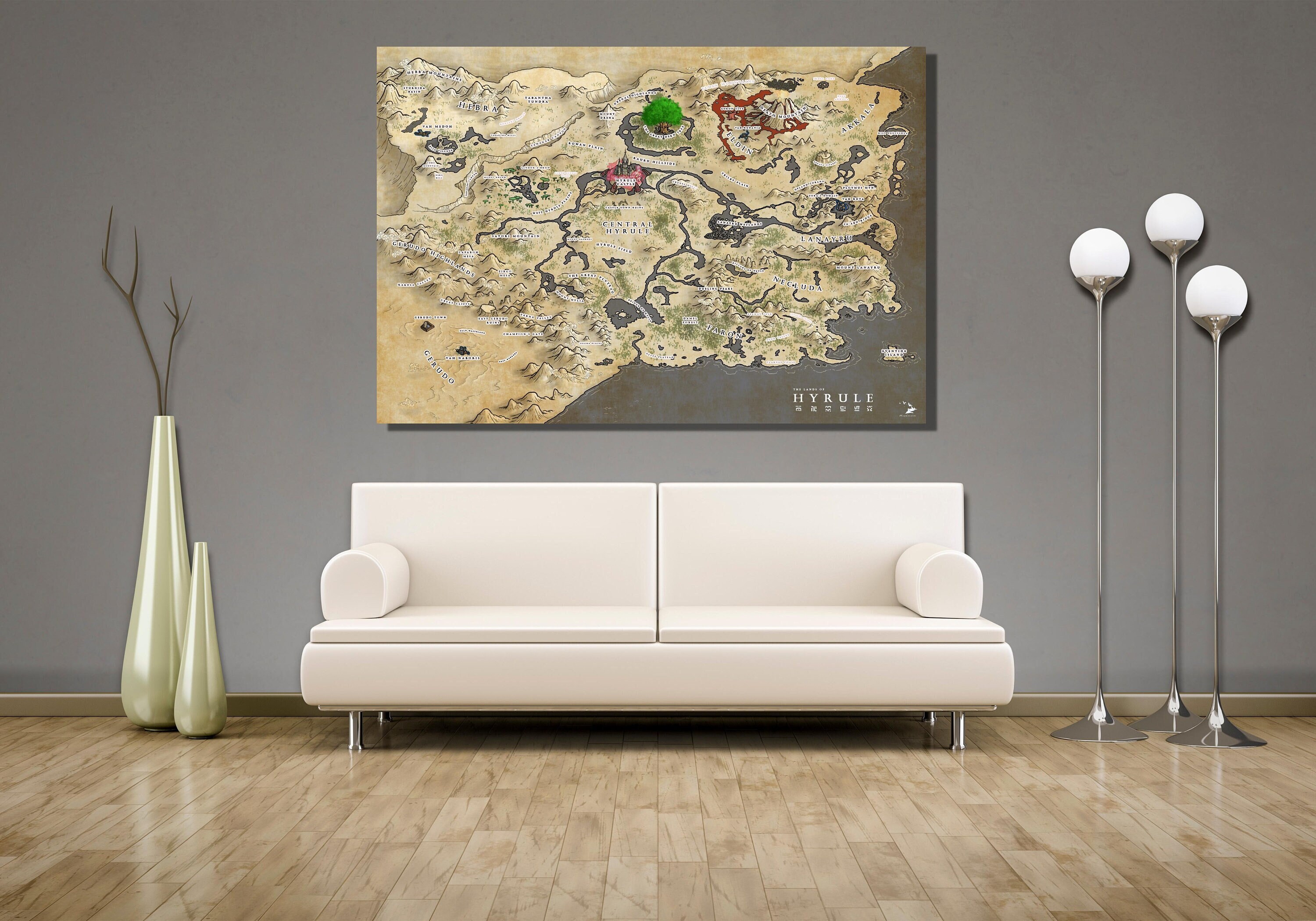 Map of Hyrule From Legend of Zelda Poster Art Print,legend of Zelda ...
