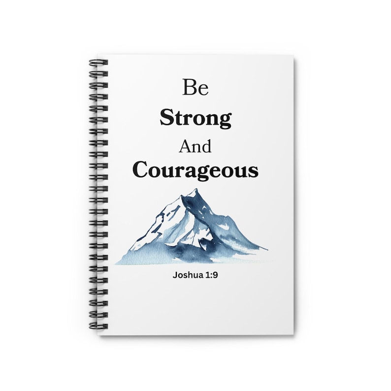 Quaderno a spirale motivazionale per uomini - Sii forte e coraggioso, diario motivazionale, regalo per studenti, credenti, laurea, incoraggiamento immagine 1