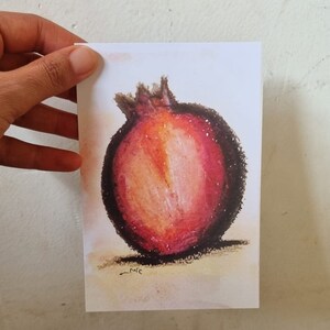 Impression pastel à l'huile de carte postale grenade, à partir de la peinture originale, impression d'art, nouvel an juif, Rosh Hashana, carte Shana Tova, fait main