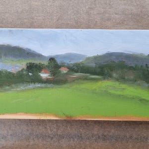 The most beautiful spot there is original oil painting on a wood pannel, Israeli landscapes, pleinair, Village view, agriculture landscape
