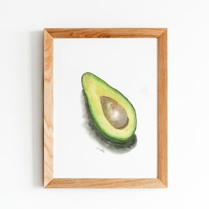 Culinary Art, Avocado Watercolor painting ,Original Painting, Kitchen Wall Art, Fruit Painting, Fine Art Print, Still Life Painting