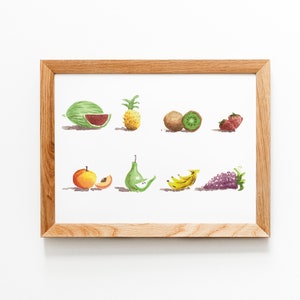 Fruit Guide Watercolor painting, Culinary Art ,Original Painting, Kitchen Wall Art, Fruit Painting, Fine Art Print, Foodie gift , Wall Are