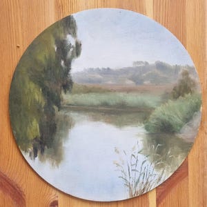Alexander River original oil painting, water flow painting, home decore, landscape paintings, israeli landscape, israeli artist