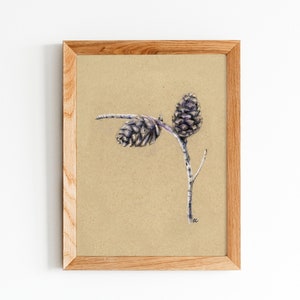 Pine Cones Print ,Original Painting, Woodland Wall Art, Couple Pine Cone Painting, Fine Art Print, realictic forest art, Still Life Painting