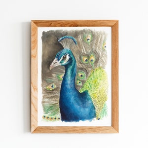 Pfau Vogel Druck, Original Gemälde, Tier Wandkunst, Vogel Malerei, Pfau Fine Art Print