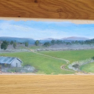 The View From my New House original oil painting on a wood pannel, Israeli landscapes, pleinair, Village view, agriculture landscape