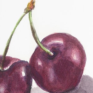 Cherry Art Print ,Original Painting, Kitchen Wall Art, Fruit Painting, Fine Art Print image 2