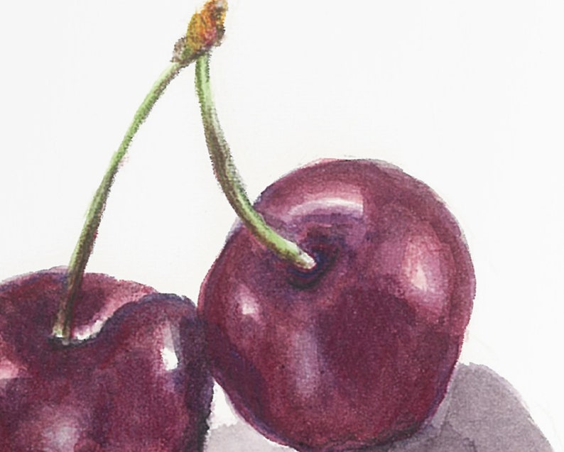 Cherry Art Print ,Original Painting, Kitchen Wall Art, Fruit Painting, Fine Art Print image 2