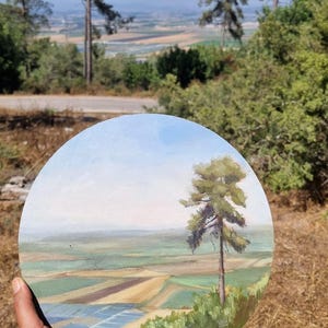 Jezreel Valley oil painting, village painting, home decore, landscape paintings, minimalist landscape, housewarming gift
