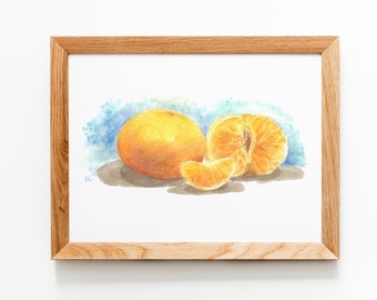 Culinary Art, Clementine Print ,Original Painting, Kitchen Wall Art, Fruit Painting, Fine Art Print, Still Life Painting, Gift for Foodies