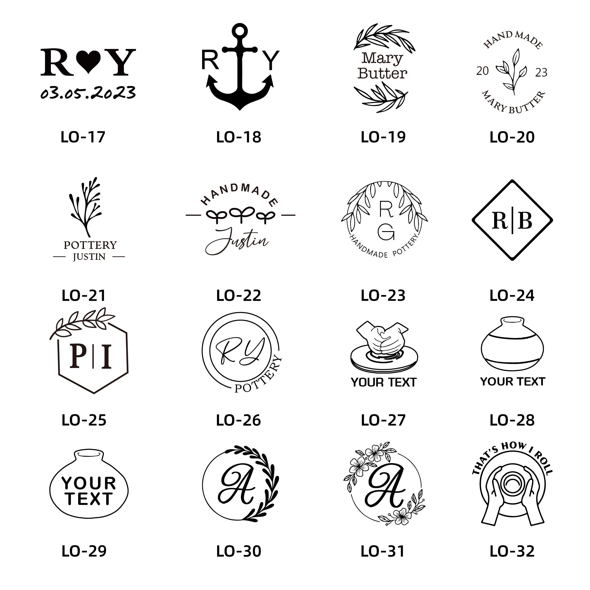 Ceramic Signature Stamp Logo 12mm Thick Brass Pottery Stamp Brass Stamp