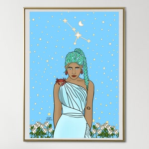 Cancer Woman Zodiac Instant Download Wall Print Poster