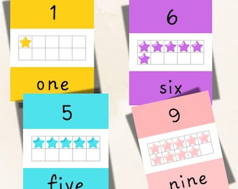 Ten Frame Number Posters for match, Counting 0-20 for Preschool, Kindergarten, Special Education, Homeschool