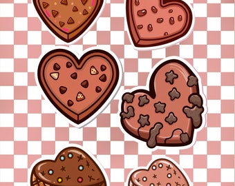 Printable stickers chocolate, heart chocolate, sheet digital download, print and cut, 8.5" x 11" (18 stickers) PNG+PDF