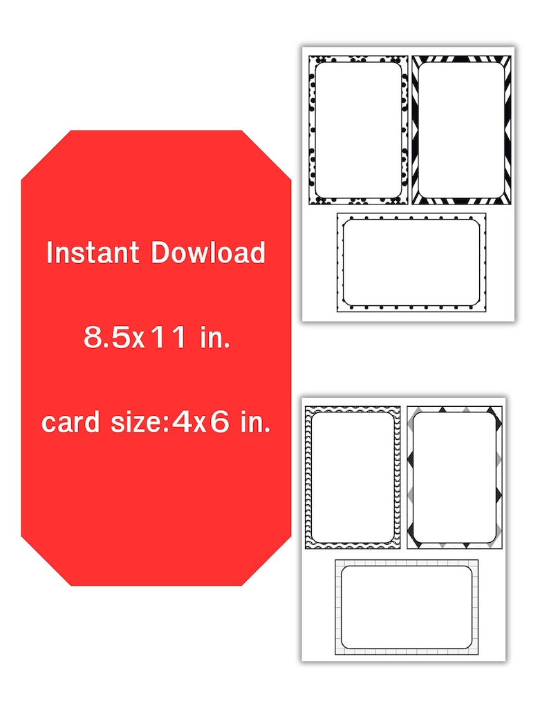Printable Blank Flash Cards, White and Black, Flash Cards Ideas