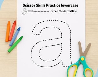 Alphabet Scissor Skills Worksheets – Lowercase Cutting Practice (PDF)
