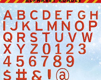 Red & Gold 3D Christmas Alphabet, Holiday Font (Digital Download)