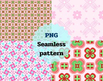 Christmas Digital Paper: Pastel PNG Patterns (Digital Download)
