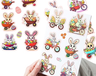 24 Easter Bunny printable, digital download, Easter sticker Kit, PDF  and PNG