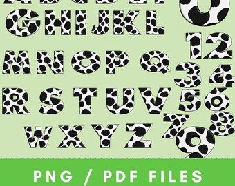 Cow Print Alphabet and Numbers, Farmhouse Font (Digital Download)