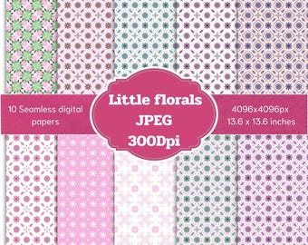 10 Pastel Floral Seamless Paper Patterns (Digital Download)