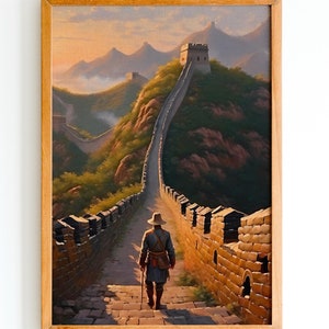 Great wall of china painting print digital download chinese soldier asian wall art print chinese landscape wallpaper qing dynasty painting