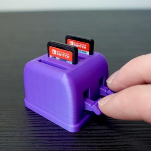 Mini porta-cartões de jogos para torradeira | Armazenamento de jogos para Nintendo Switch | Acessório divertido para jogos impresso em 3D | Presente fofo para jogadores | Organizador de jogos