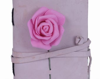 Handmade Pink Leather Journal: Floral Embossed Diary, Women's Gift