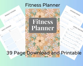 Printable Fitness Journal - Comprehensive 39-Page Planner, Exercise & Nutrition Log for Fitness Goals, Ideal Wellness Gift