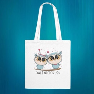 Charming Owl Cotton Tote Bag - &#39;Owl I Need is You&#39; Quote - Eco-Friendly Shopping Carrier - Perfect for Owl Lovers Gift