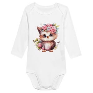 Charming Owl Cotton Baby Bodysuit - Comfy Long Sleeve Infant Wear, Great New Baby Gift