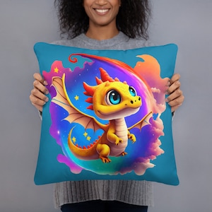 Adorable Dragon Plush Pillow - Soft Cuddly Accent Cushion for Nursery Decor, Unique Fantasy Creature Gift